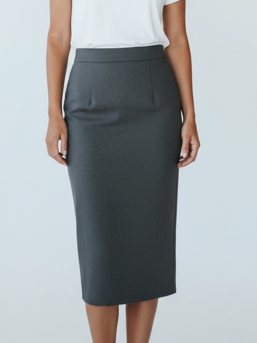 Talbots Luxe Italian Wool Straight Skirt with Fishtail Pleat In Charcoal Gray 12